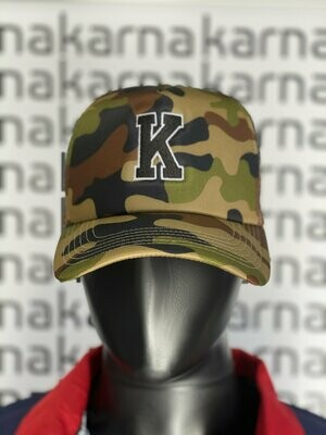 KARNA SPORTS "K" EMBROIDERED CAMO TRUCKER CAP ONE SIZE