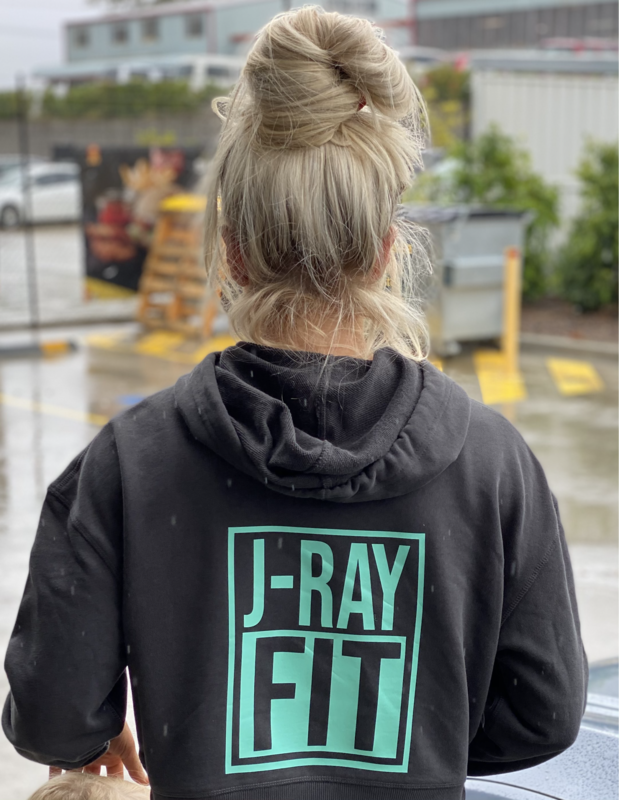 JRF LADIES MIDRIFF CROP HOODIE (LOGO CENTRED ON BACK)