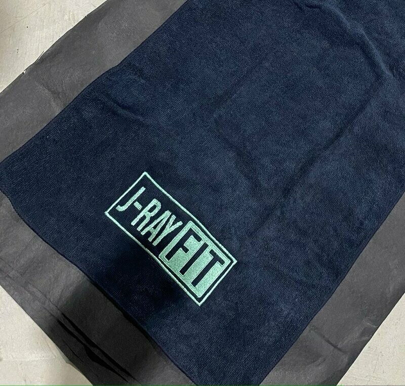 JRF EMBROIDERED LOGO BLACK MICROFIBRE WORKOUT TOWEL