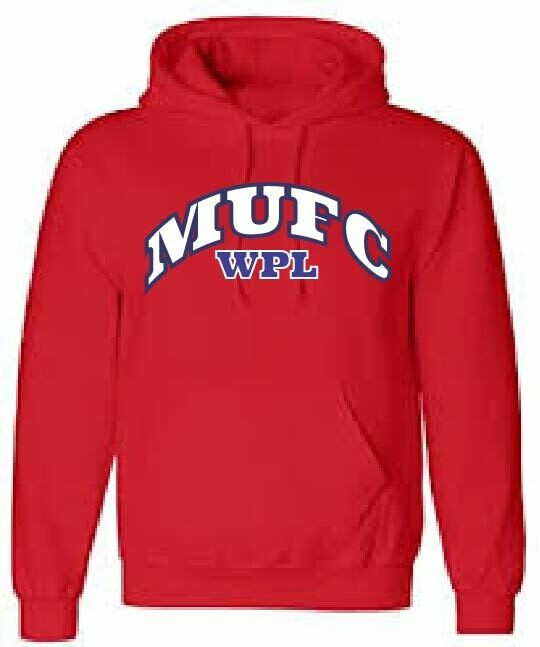 MUFC WPL RED COTON HOODIE WITH MUFC LOGO