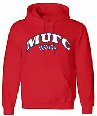 MUFC WPL RED COTON HOODIE WITH MUFC LOGO