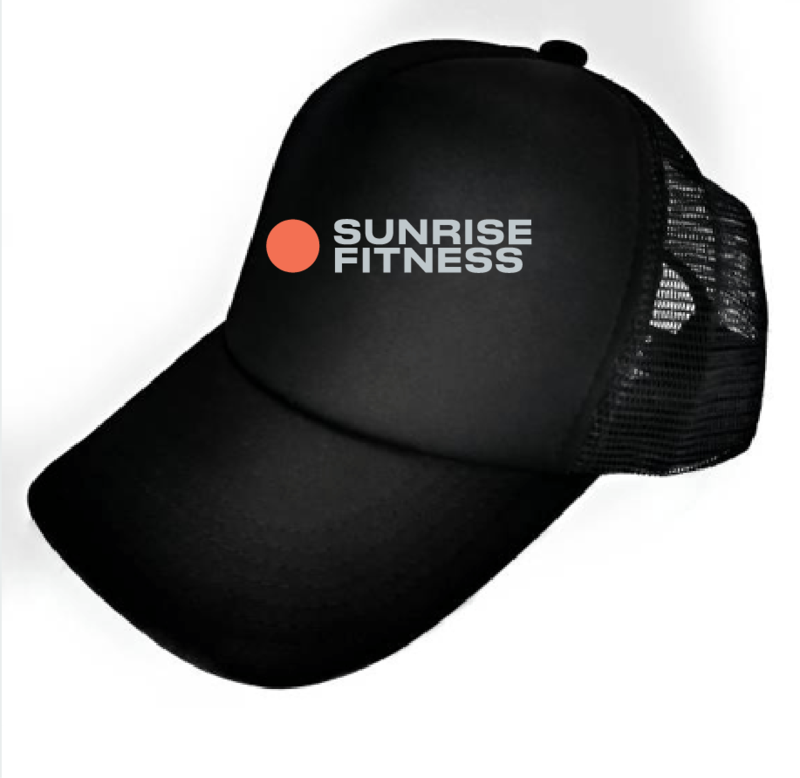 SUNRISE FITNESS BLACK TRUCKER CAP - ONE SIZE