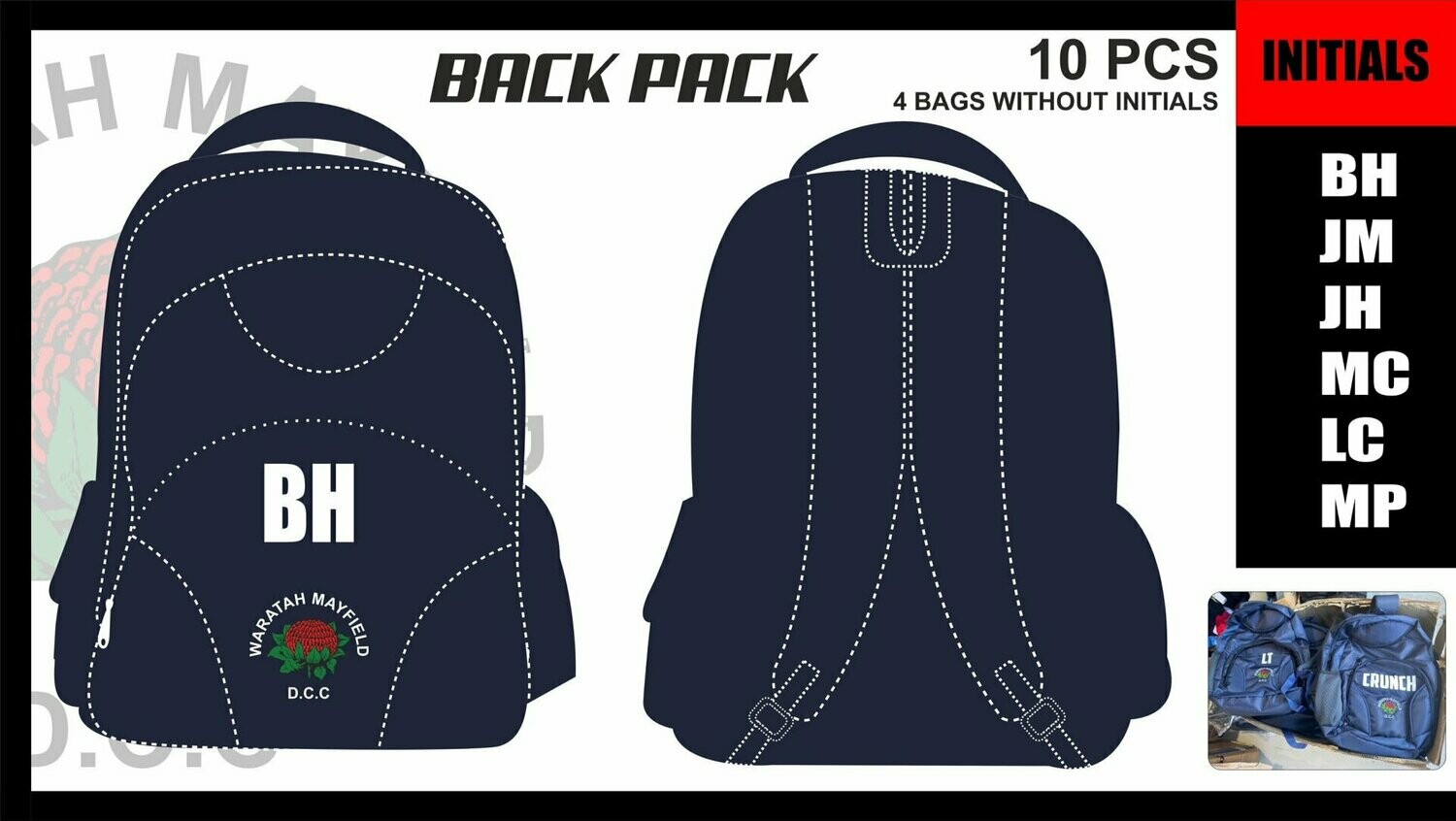 WARATAH MAYFIELD DCC BACKPACK WITH INITIALS