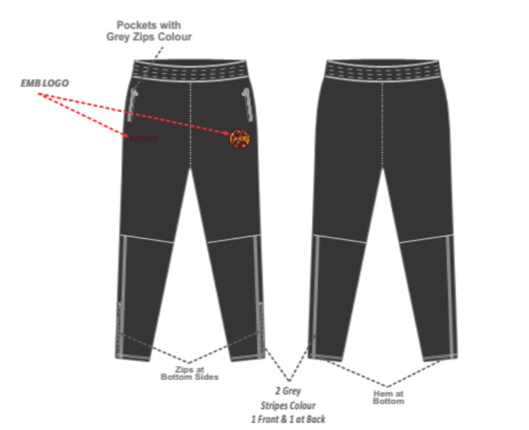 CARDIFF HAWKS AFL CLUB FLEECE LINED TRAINING / TRACK PANTS - CUSTOM PRODUCT
