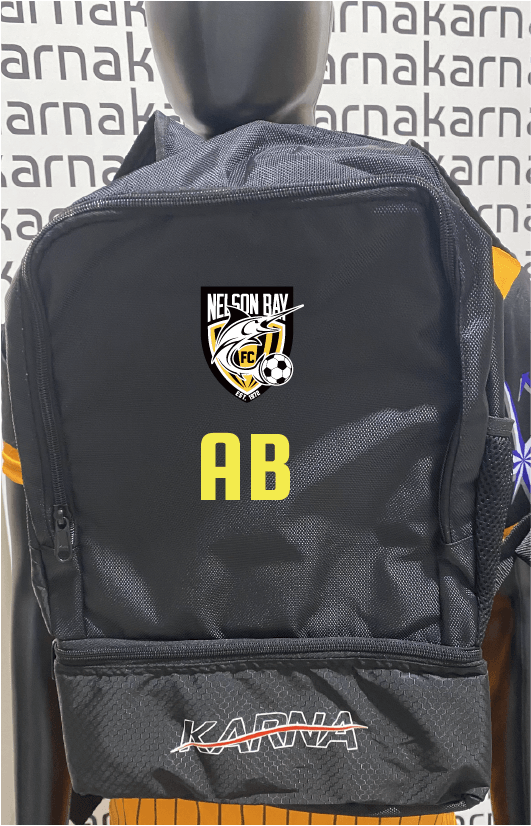 NELSON BAY FC BACKPACK WITH PLAYER INITIALS