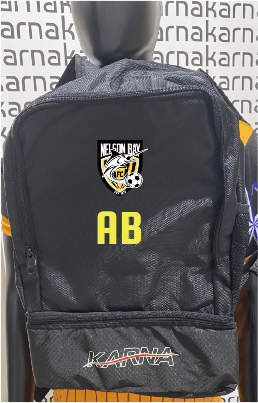 NELSON BAY FC BACKPACK WITH PLAYER INITIALS