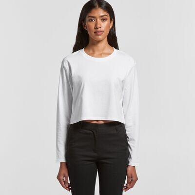 FIGHTERS DEN LONG SLEEVE CROP WHITE