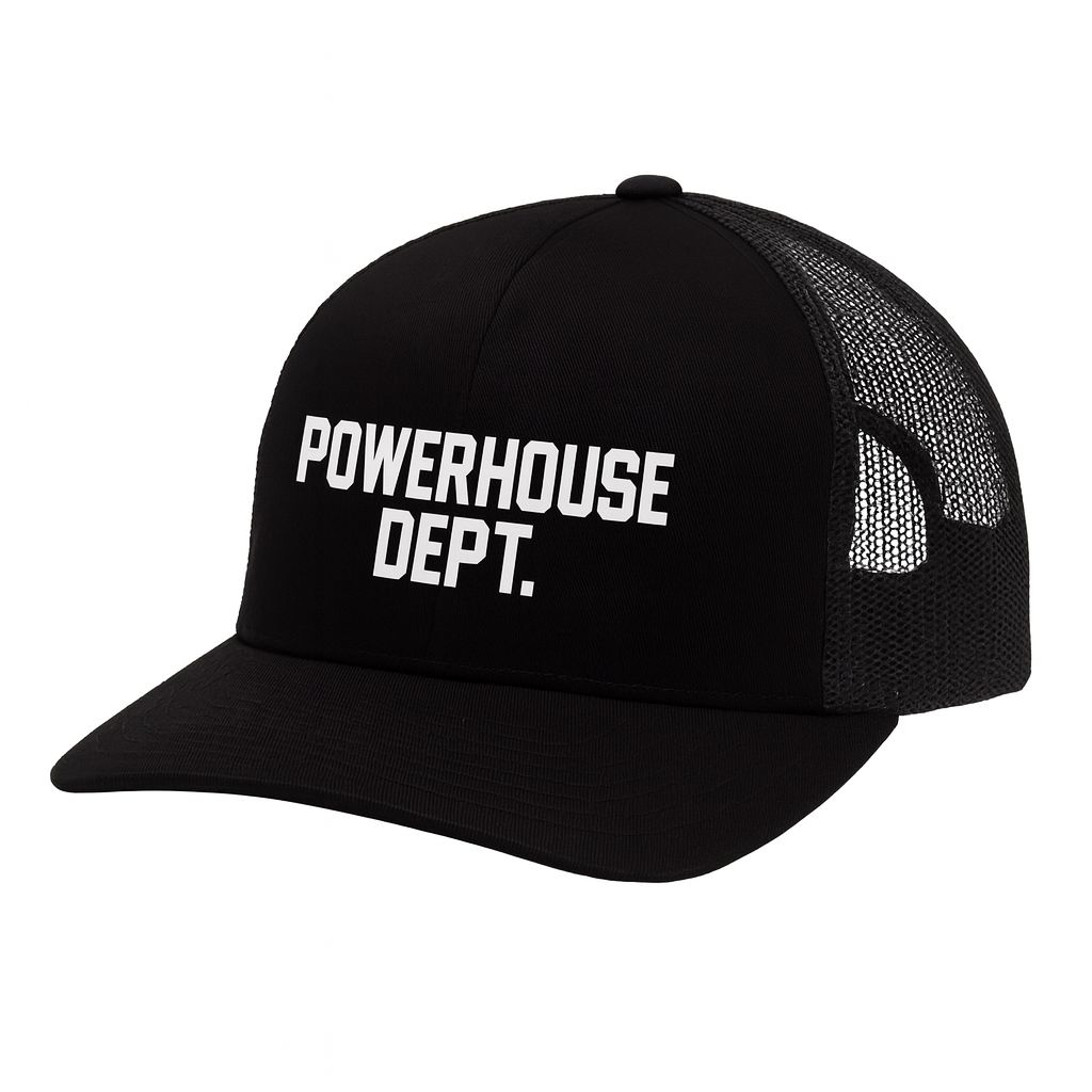 POWERHOUSE DEPT. Black Trucker Cap - OSFA