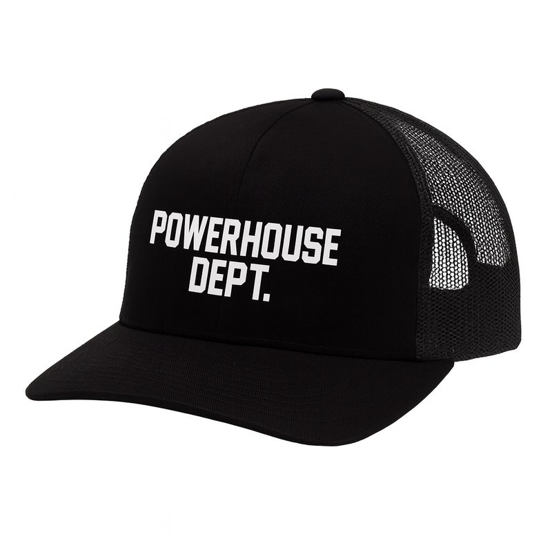 POWERHOUSE DEPT. Black Trucker Cap - OSFA