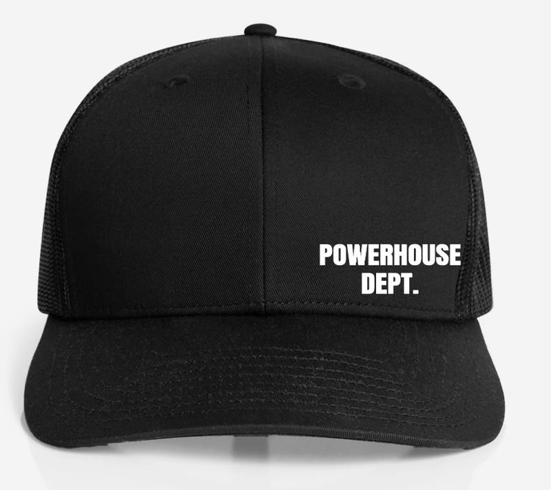 POWERHOUSE DEPT. Black Trucker Cap - OSFA