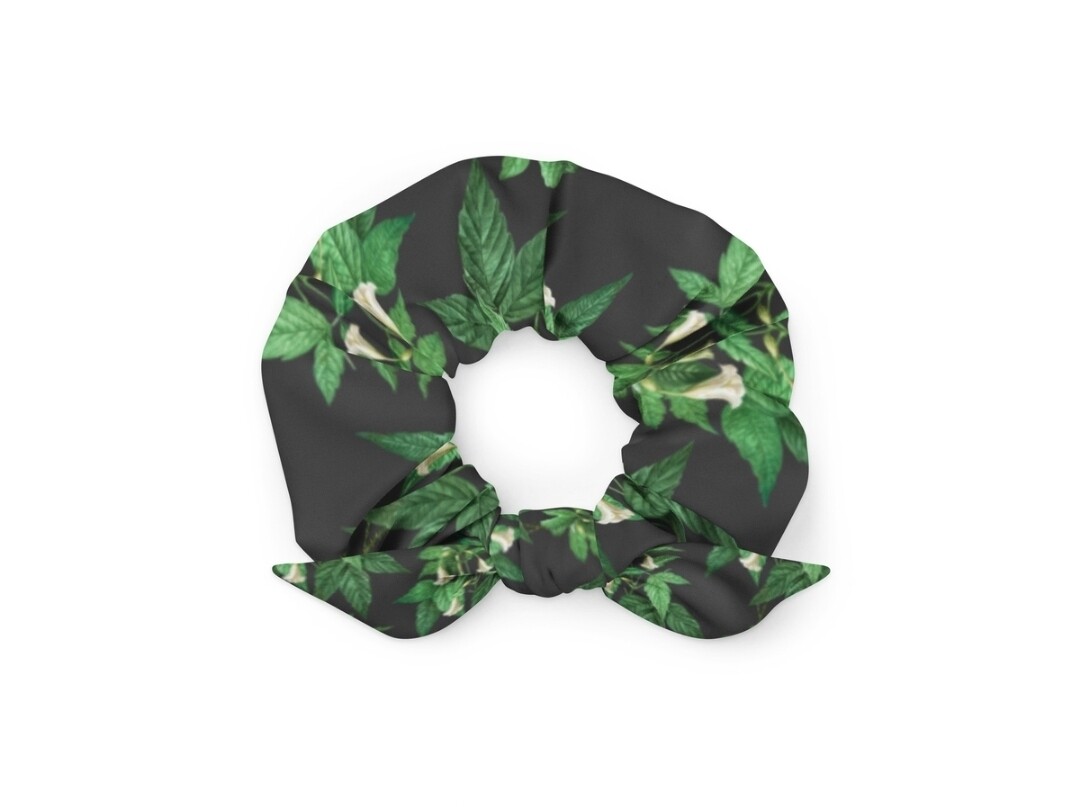 Dark Floral Sustainable Scrunchie
