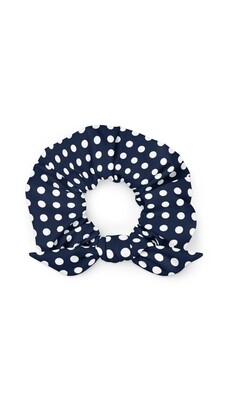 Navy + White Polka Dot Sustainable Scrunchie
