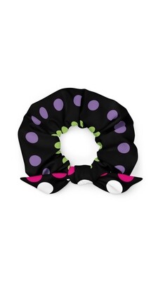 Black + Multi-coloured Polka Dot Sustainable Scrunchie