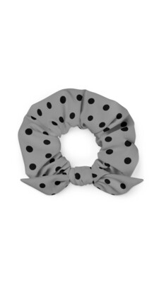 Grey + Black Polka Dot Sustainable Scrunchie