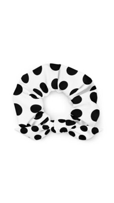 White + Black Polka Dot Sustainable Scrunchie