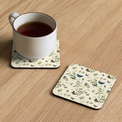 Butterfly and Beetle Cork-back Coaster