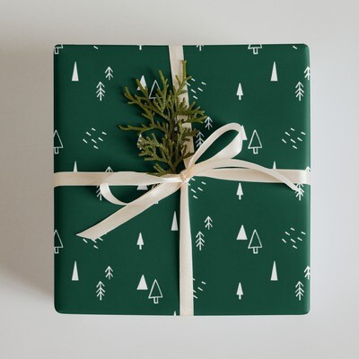 White Tree Christmas Wrapping Paper Sheets