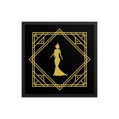 Woman Silhouette Art Deco Style Framed poster