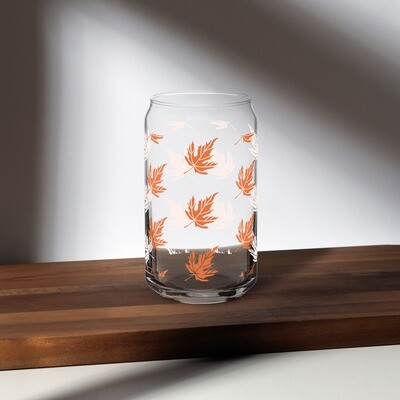 Fall Leaves Can-Shaped Glass