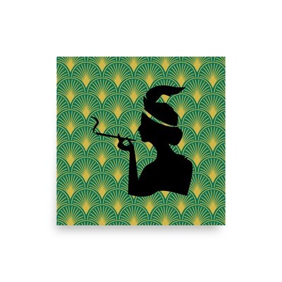 Woman Smoking Art Deco Poster (Unframed)