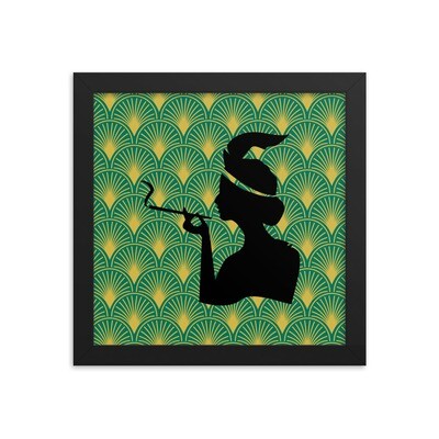 Woman Smoking Art Deco Framed Poster