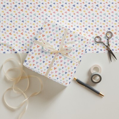 Colourful Mini Hearts Valentine&#39;s/Anniversary Wrapping Paper Sheets