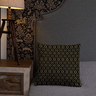 Gold and Black Geometric Art Deco Style Pillow