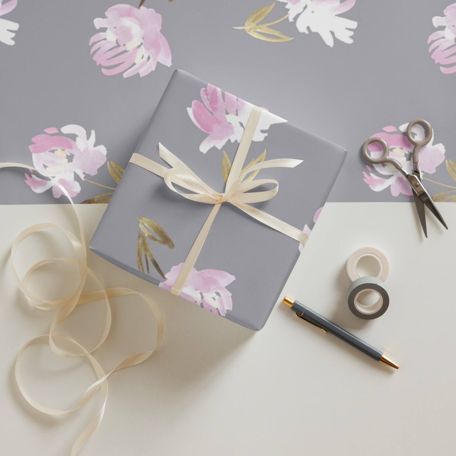 Pale Floral Wrapping Paper Sheets