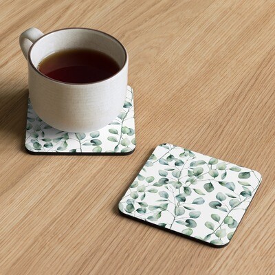 Watercolour Leaves Cork-back Coaster