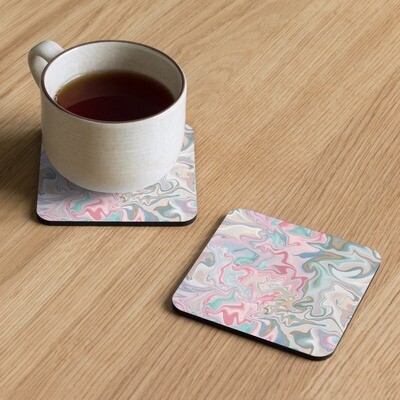 Abstract Paint Swirl Cork-back Coaster