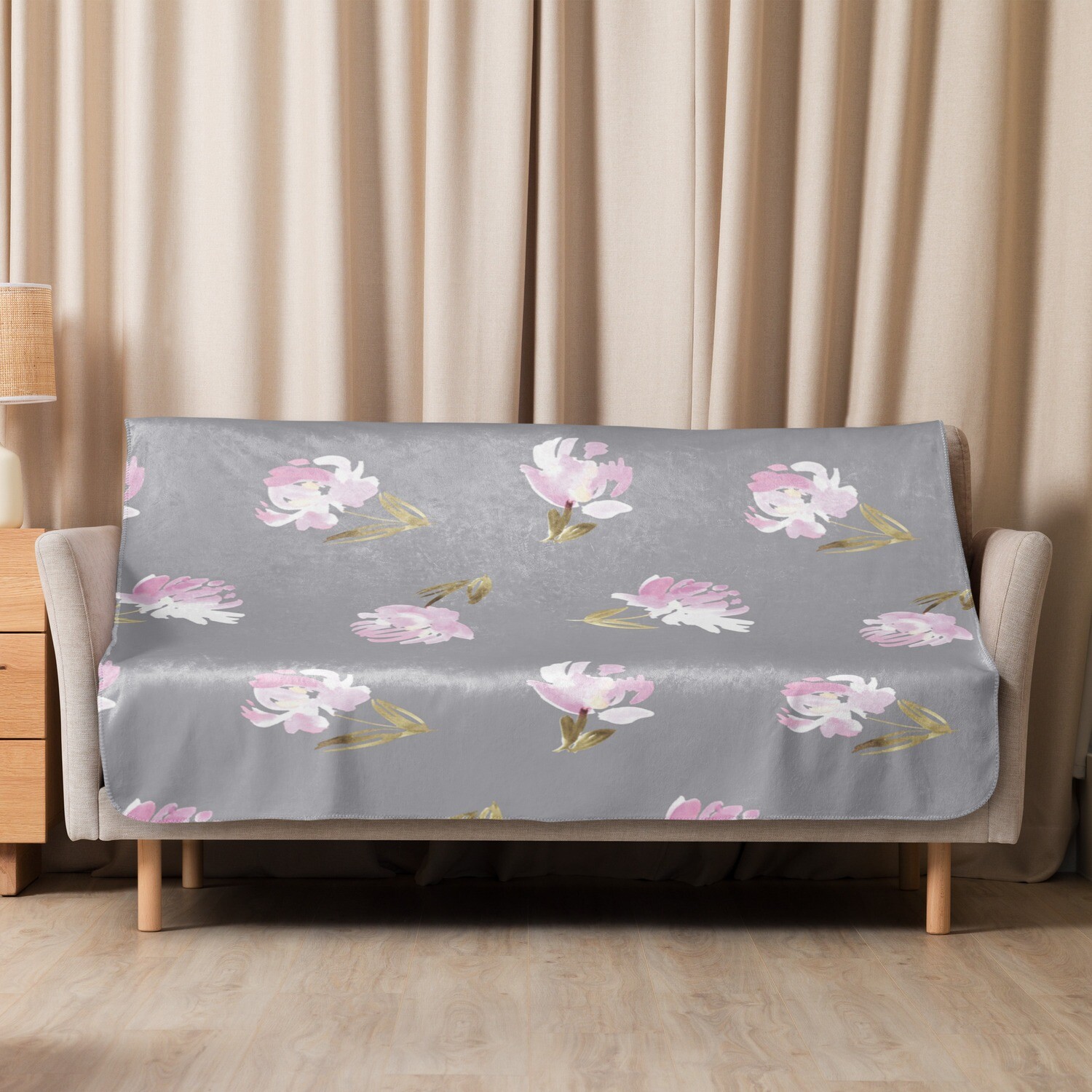 Pale Floral Sherpa blanket