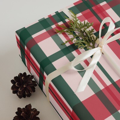Holiday Plaid Wrapping Paper Sheets