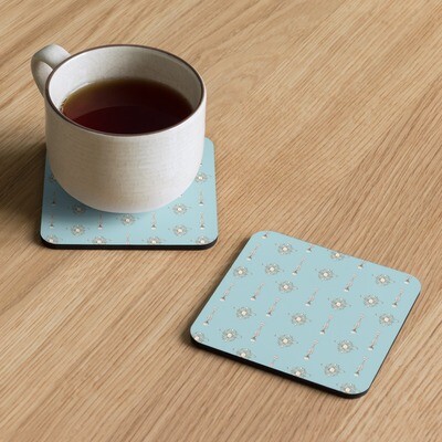Spring Silver Blue Cork-back coaster