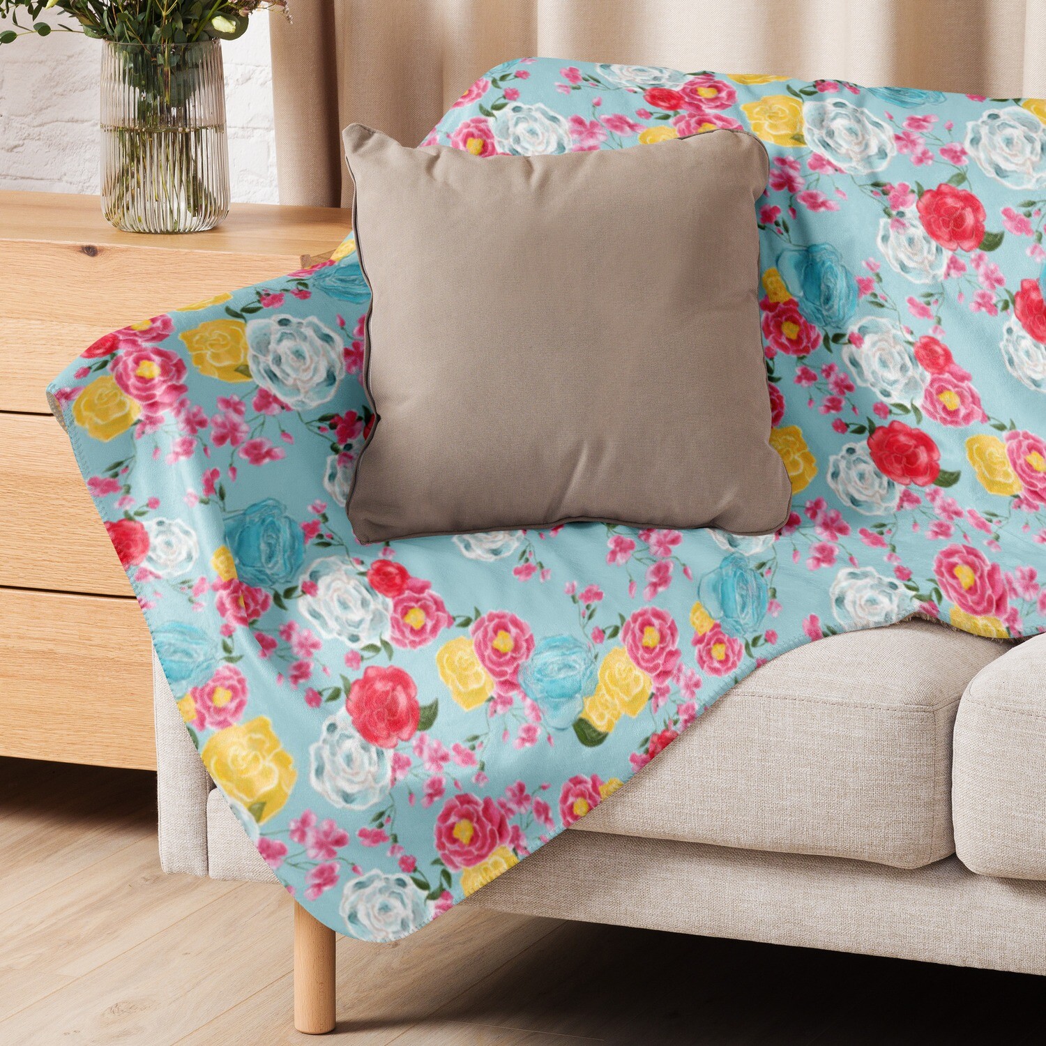 Spring Florals Sherpa Blanket