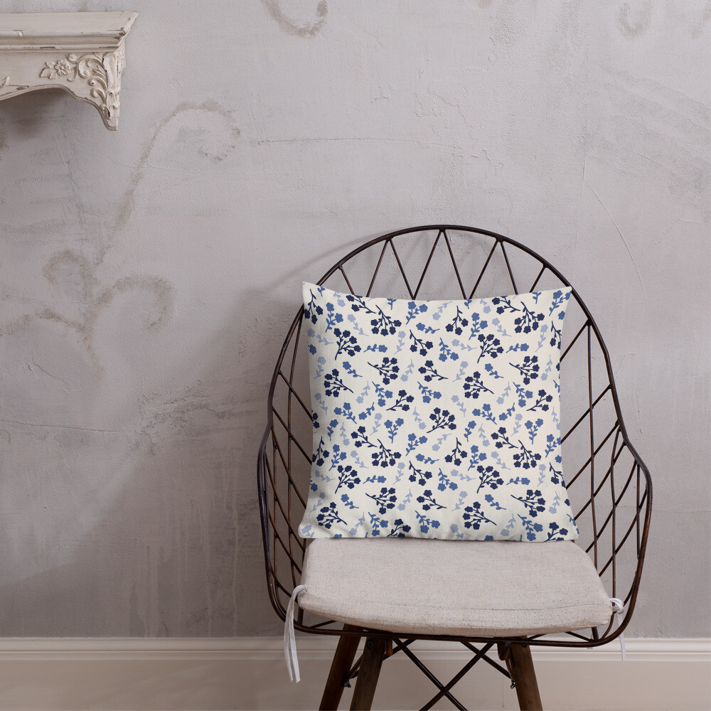 Blue Florals Premium Pillow