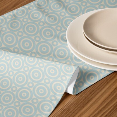 Retro Style Blue Circles Table Runner