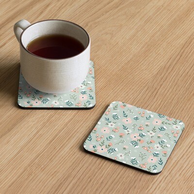 Pretty Floral Pattern Cork-back Coaster