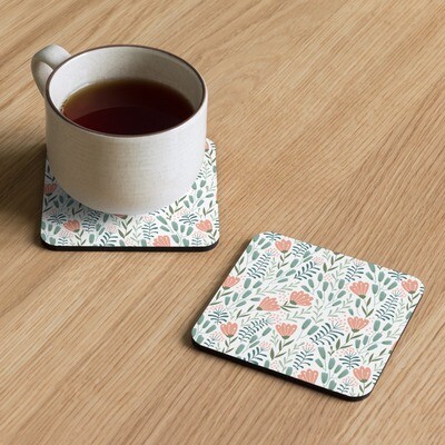 Whimsical Floral Cork-back Coaster