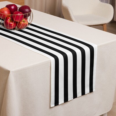 Black and White Striped Table Runner
