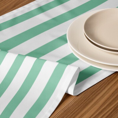 Blue and White Striped Table Runner