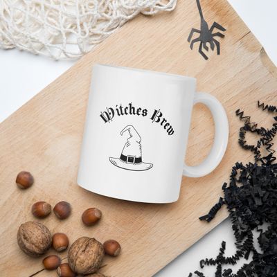Witches Brew Halloween White Glossy Mug