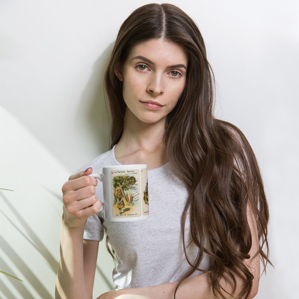 The Cat and the Hatter Colour Illustrations - Alice&#39;s Adventures in Wonderland White glossy mug