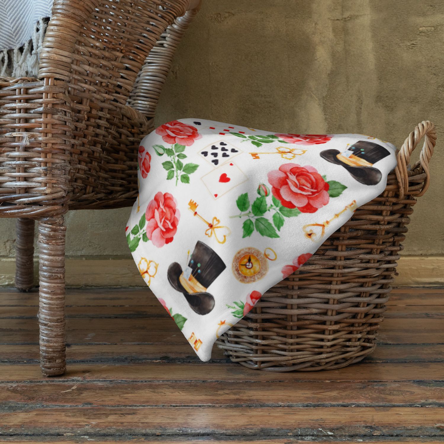 Light Hatter Florals - Alice&#39;s Adventures in Wonderland Throw Blanket