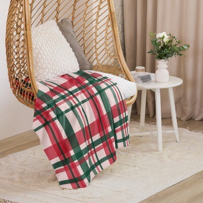 Holiday Plaid Sherpa Throw  Blanket