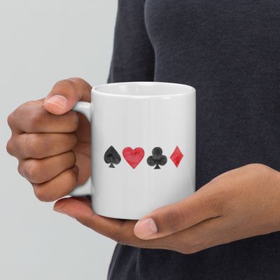 Playing Card Suits - Alice's Adventures in Wonderland White Glossy Mug