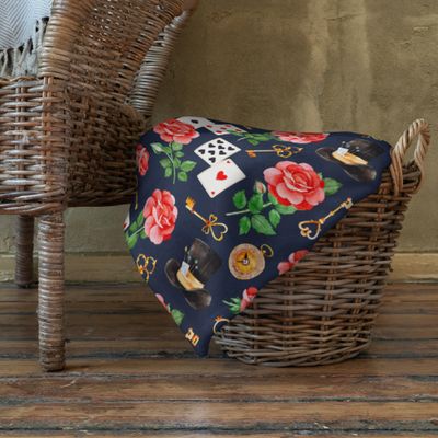 Dark Hatter Florals - Alice's Adventures in Wonderland Patterned Throw Blanket