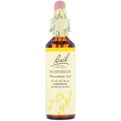 Bach Flower Hornbeam, Procrastinate Less - 20 mL Bach Flower Hornbeam, Procrastinate Less - 20 mL
