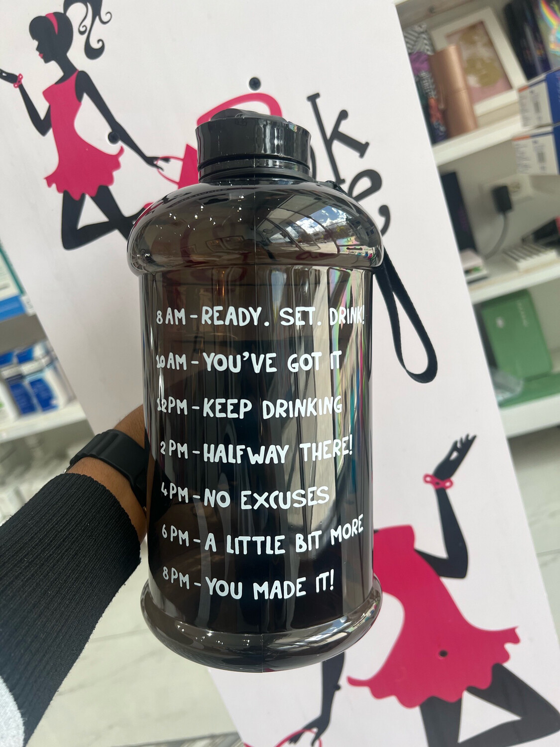 Black 2.2L Water Bottle