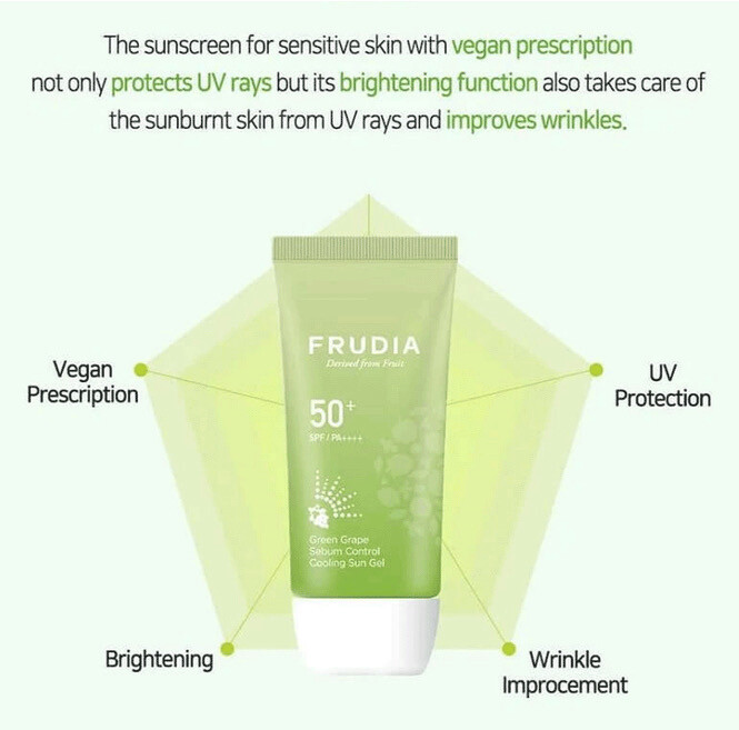FRUDIA Green Grape Sebum Control Cooling Sun Gel SPF50+ PA++++ 50g