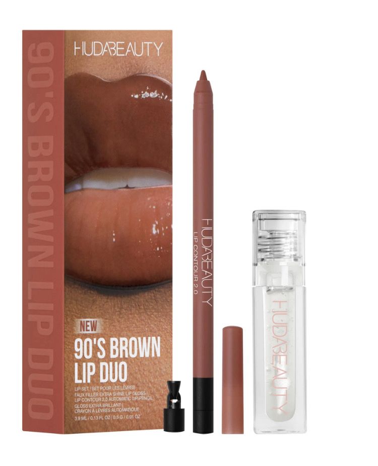 Limited Edition! Huda Beauty 90’s Brown Lip Liner &amp; Lip Gloss Set!
